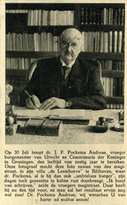 104616 Portret van mr. Joachimus Pieter Fockema Andreae, geboren 30 juli 1879, burgemeester van Utrecht (1914-1933), ...